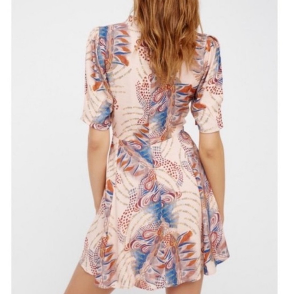 Free People Abstract Floral Print Keyhole Plunge Mini Dress - Picture 4 of 10